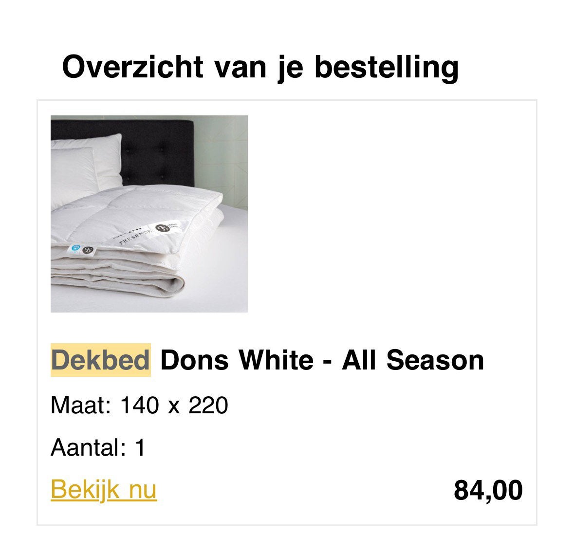 Dekbed Dons All Season, Ophalen, Eenpersoons, Wit, Deken of Dekbed