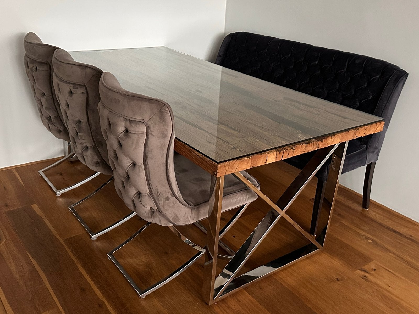 Complete eethoek Richmond voor 6 personen, Ophalen, Zo goed als nieuw, Richmond / erik kuster / riverdale, 6 tot 8 stoelen