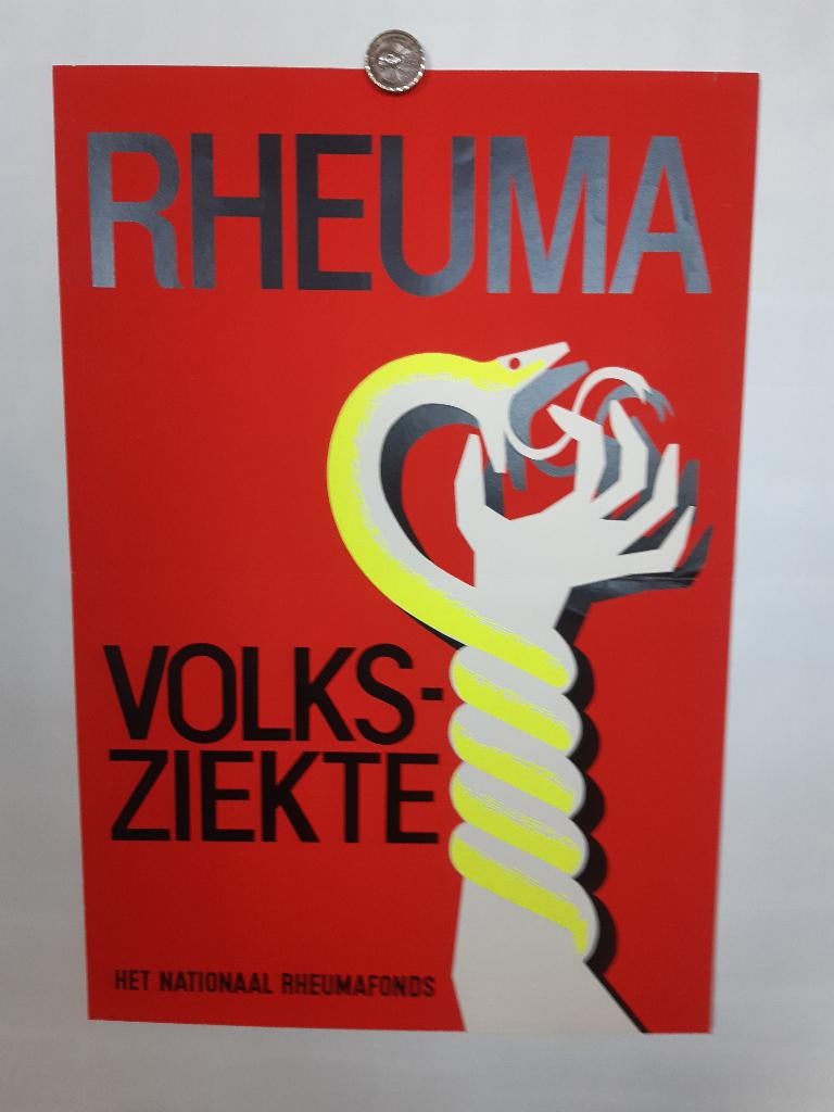 Originele oude poster Rheumafonds Volksziekte, Verzenden, A1 t/m A3, Reclame, Rechthoekig Staand