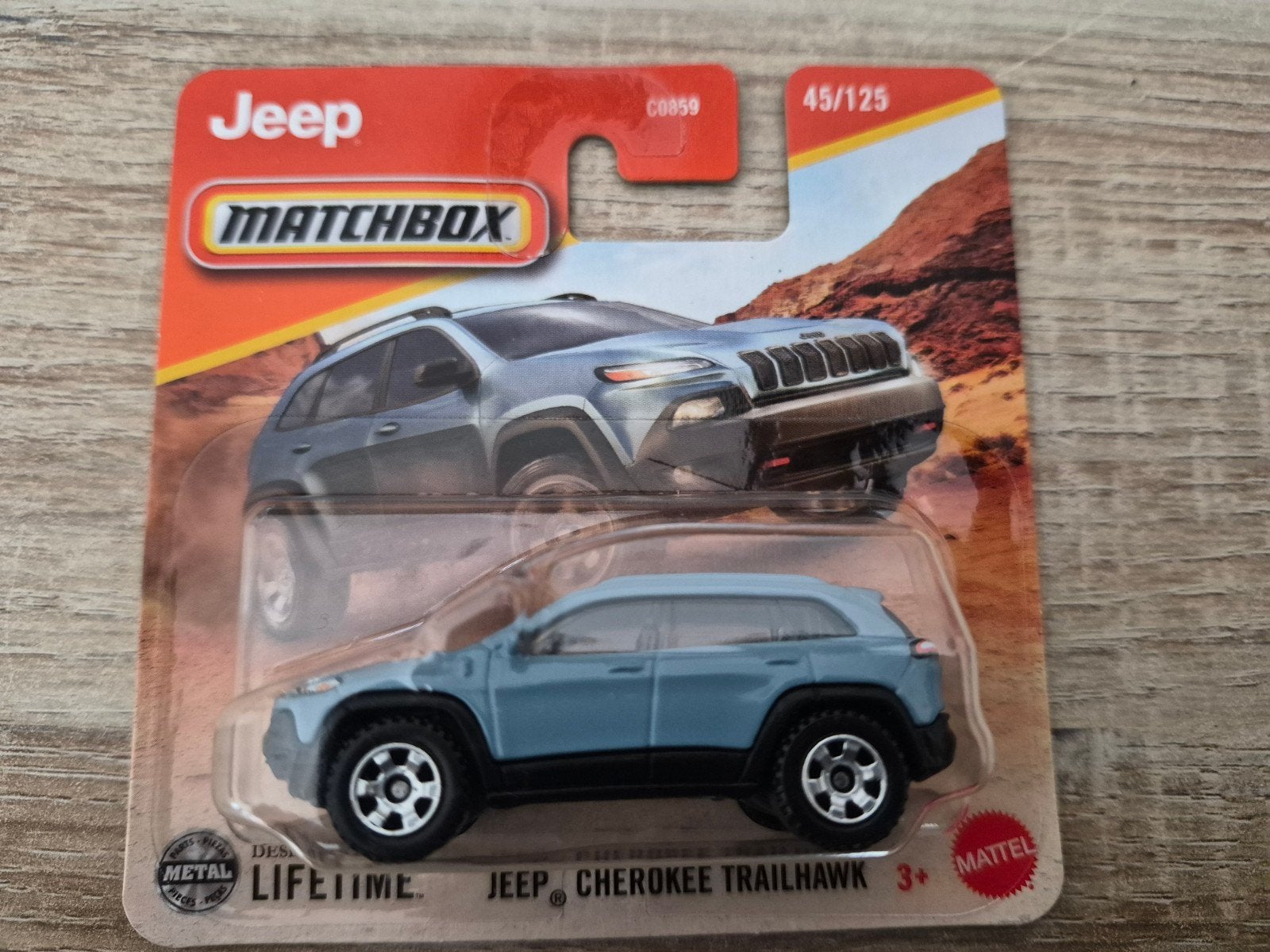 Jeep Cherokee Trailhawk blsuw 1:64 (Matchbox), Ophalen of Verzenden, Nieuw, Auto