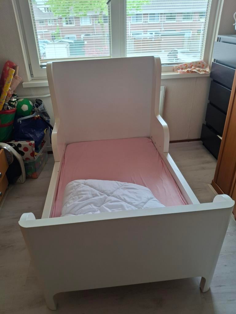 Meegroei ledikantje met matras en onderlaken, Ophalen of Verzenden, Gebruikt, Ledikant