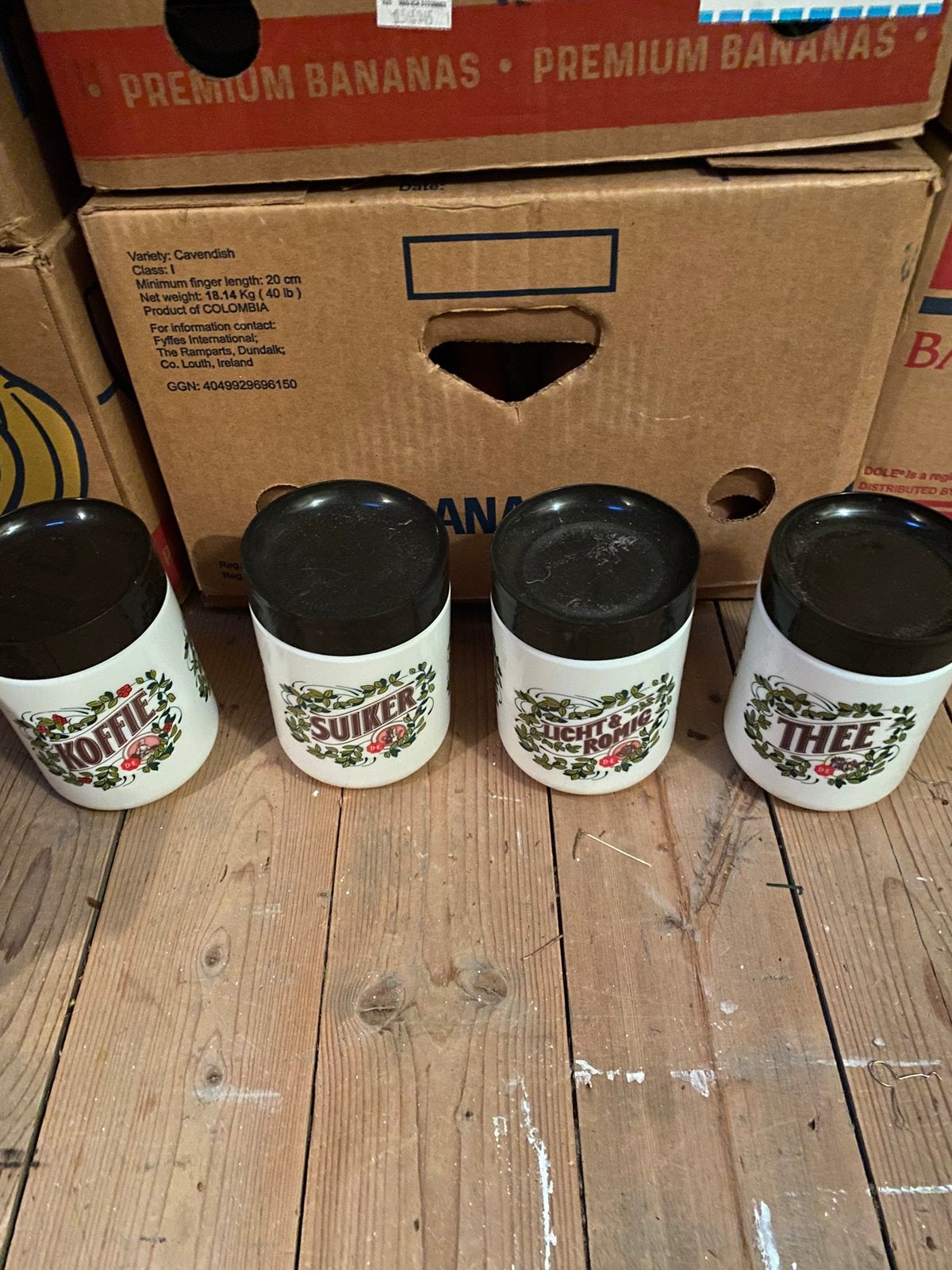 Douwe egberts potten, Huis en Inrichting, Ophalen of Verzenden, Zo goed als nieuw, Glas, Pot, Bus of Blik