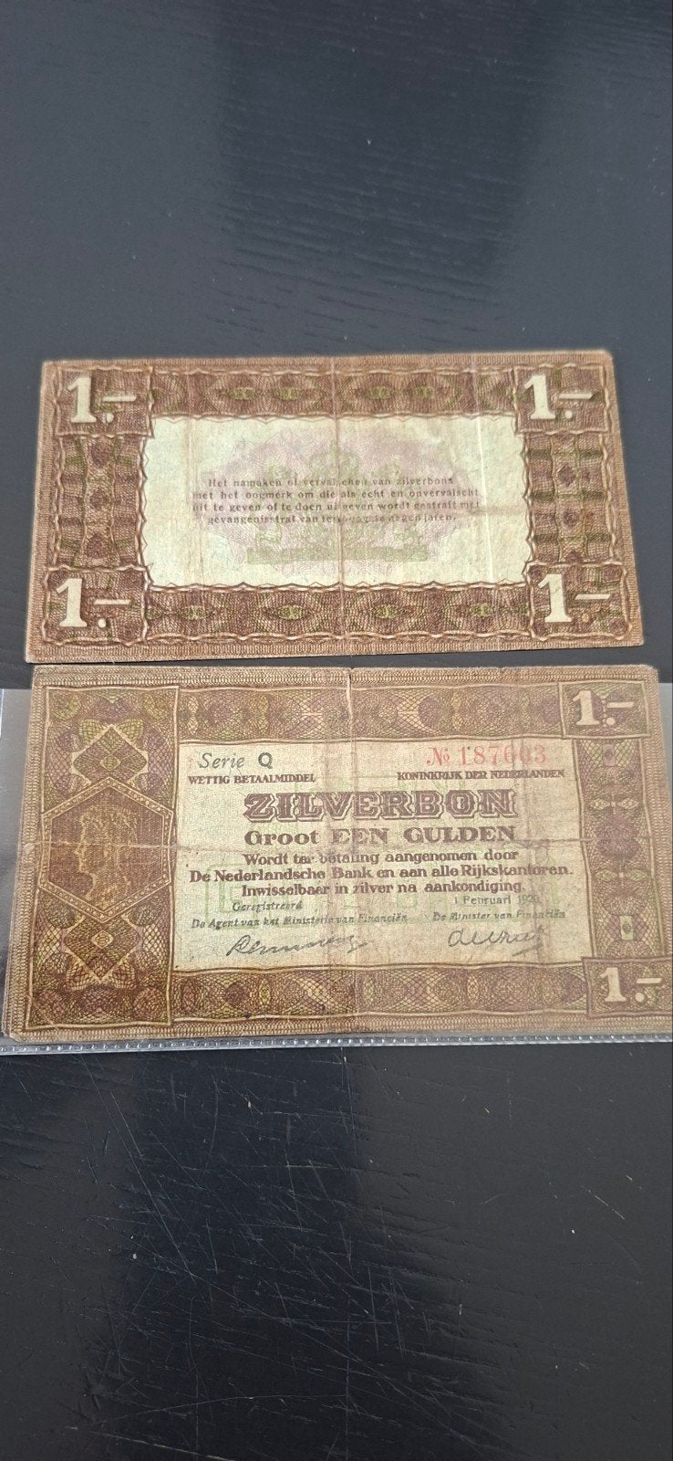 Zilverbon 1 gulden 1920 serie 1 lett. 6 cijfers bieden, Ophalen of Verzenden