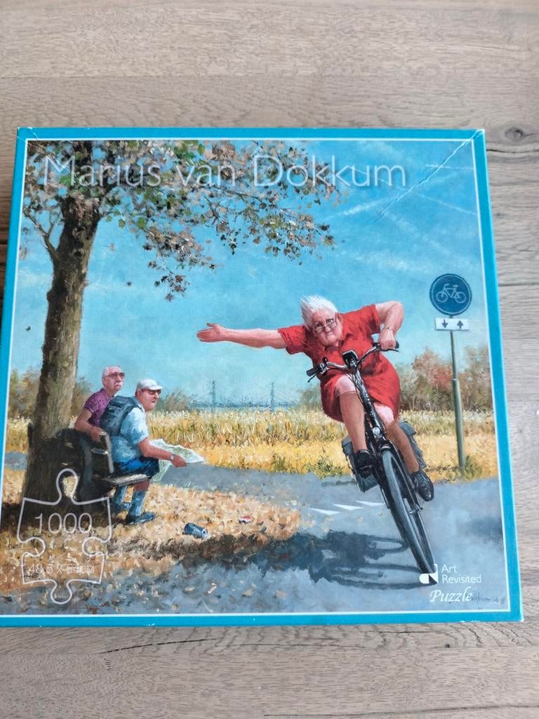 Marius van Dokkum Puzzel 1000 stukjes - Fietsende Dame, Ophalen of Verzenden