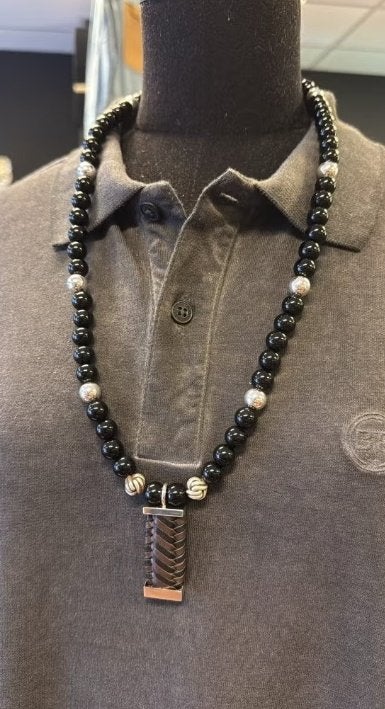 BUDDHA TO BUDDHA KETTING 188 SPIRIT BEAD ONYX ZWART € 649,00, Ophalen of Verzenden, Nieuw, Zwart, Zilver