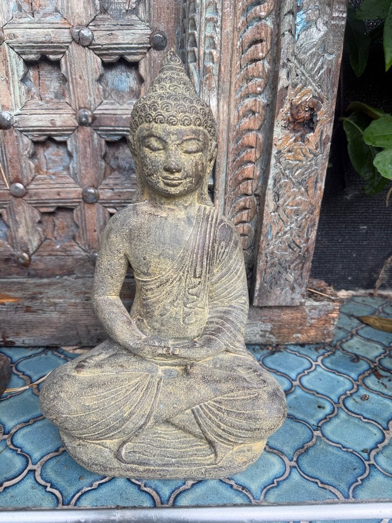 Zandsteen boeddha uit Bali Indonesie, Verburgt Vintage, Nieuw, Ophalen of Verzenden, https://verburgtvintage.nl/#contact