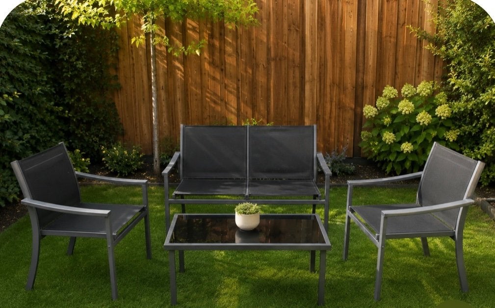 Compleet tuinset balkonset tuinbank tuinstoelen tuintafel, Ophalen, Gebruikt, Overige materialen, Bank