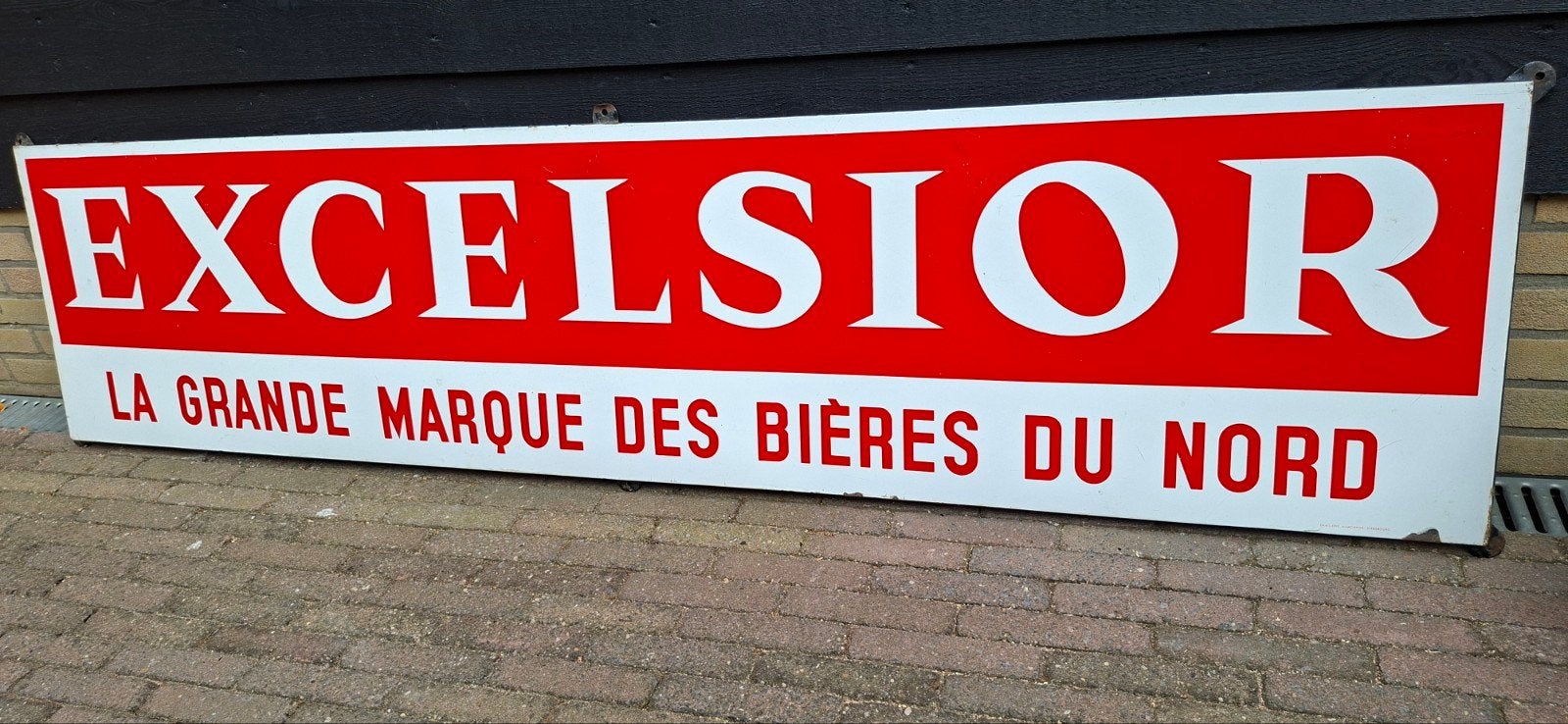 Emaille bier reclame bord 195 cm x 46 cm, Verzamelen, Ophalen