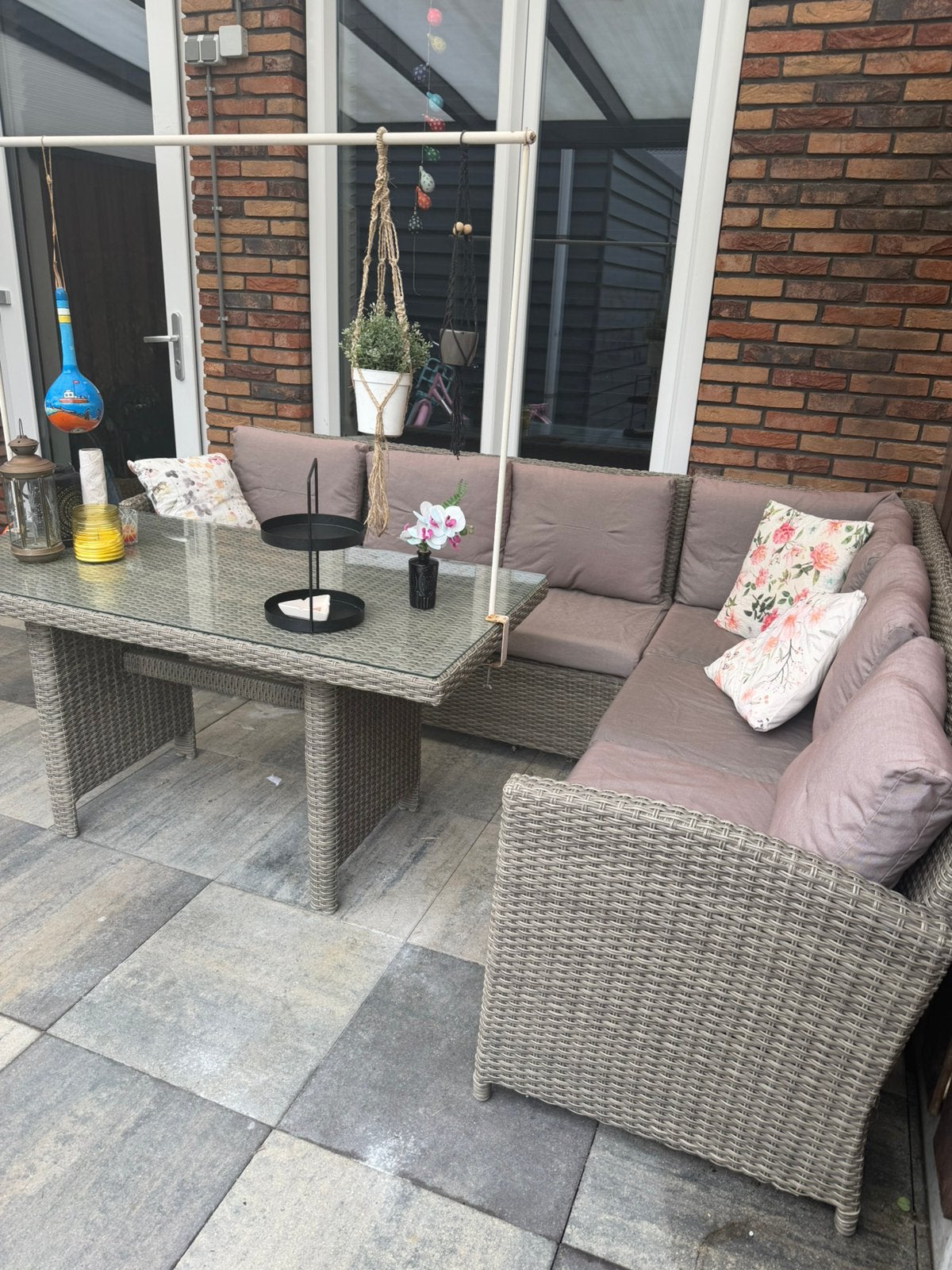 Tuin loungeset 6 persoons, Tuin en Terras, Tuinsets en Loungesets, Ophalen, Zo goed als nieuw, Wicker