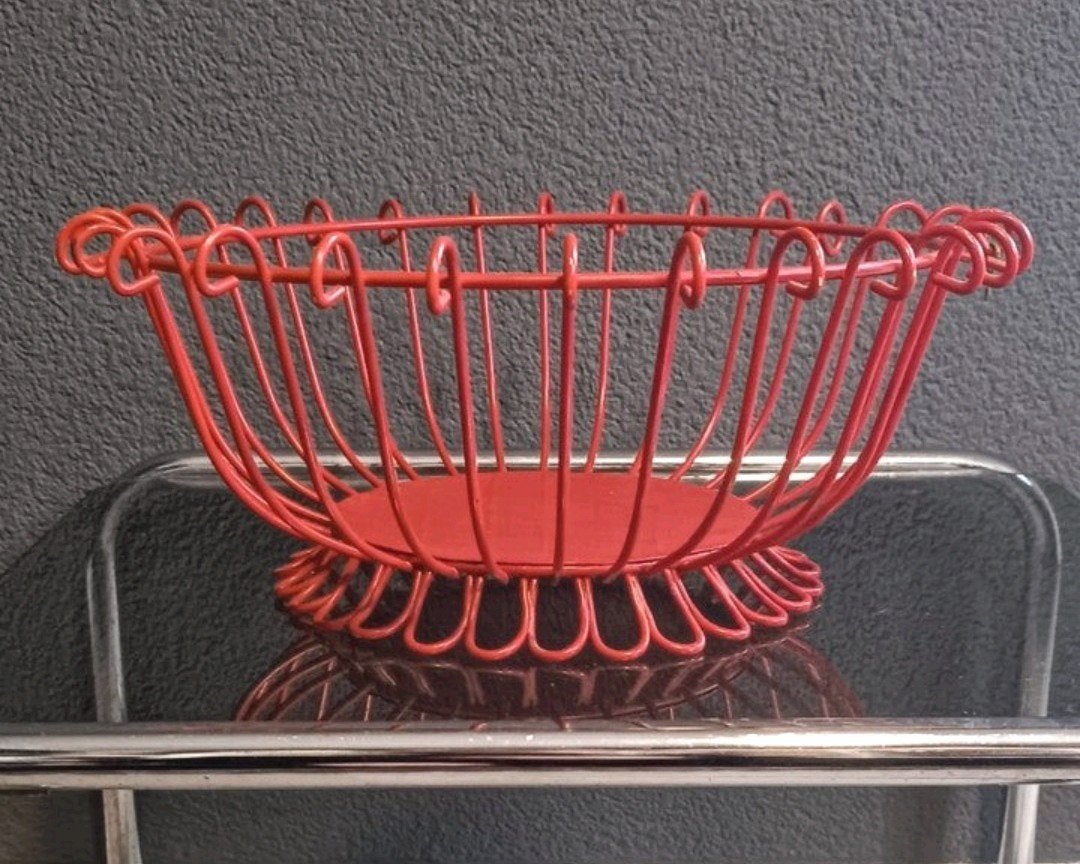 Vintage Design Rode Metalen Fruitschaal/Draadmand–Eyecatcher, Ophalen of Verzenden, Huis en Inrichting