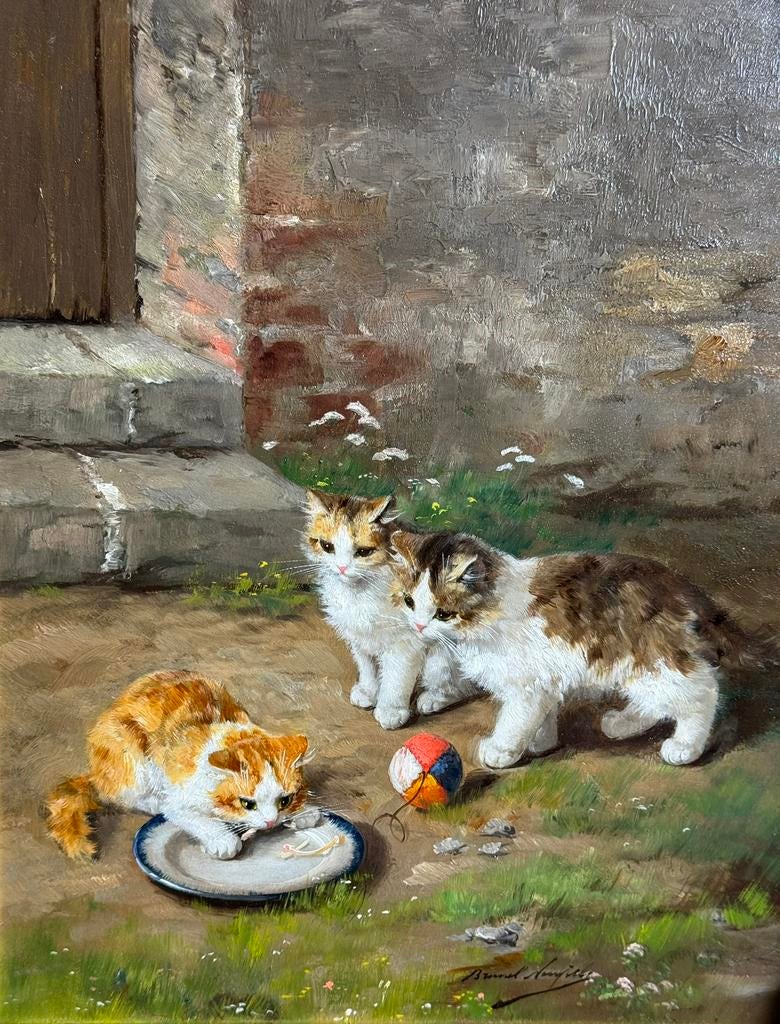 Schilderij Alfred Arthur de Neuville Kittens, Antiek en Kunst, Ophalen