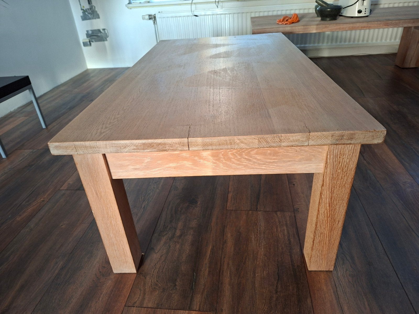 Eikenhouten salontafel / tv-tafel, Huis en Inrichting, Tafels | Eettafels, Ophalen, Modern, Robuust, 100 tot 150 cm, Eikenhout