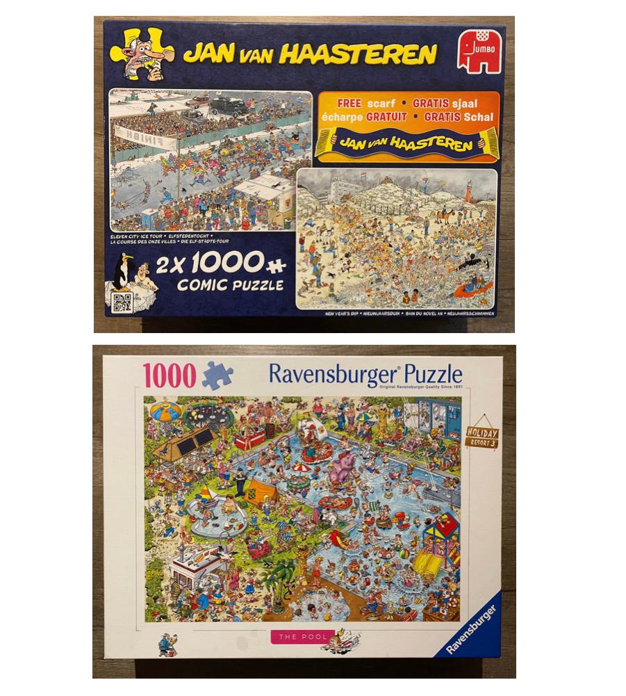 Puzzels 1000 stukjes jan van Haasteren en Ravensburger, Hobby en Vrije tijd, Denksport en Puzzels, Ophalen of Verzenden, 500 t/m 1500 stukjes