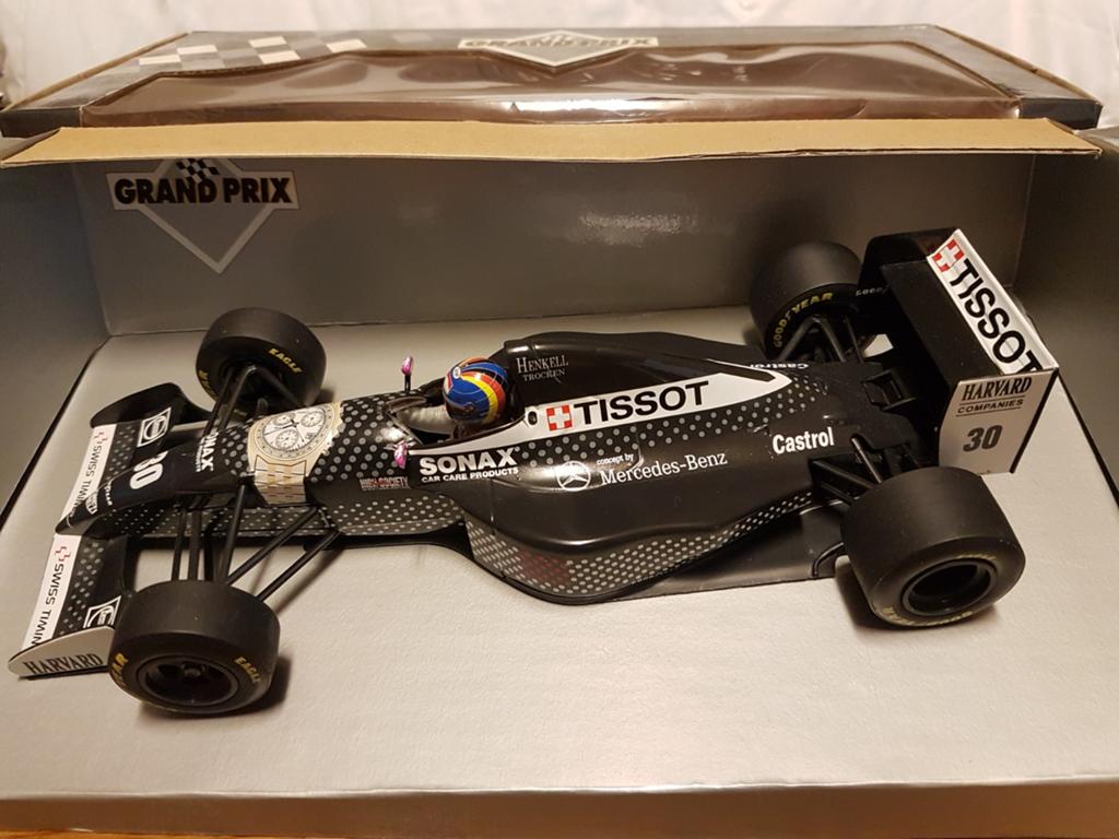 F1 sauber mercedes c13 heinz harald frentzen 1994 tissot rec, Ophalen of Verzenden, Zo goed als nieuw, Auto, MiniChamps