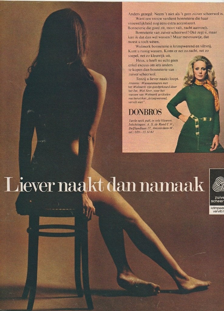 Retro reclame 1969 Scheerwol naakte vrouw wil Donbros, Verzamelen, Verzenden, Overige typen