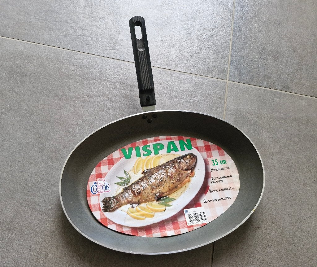 Nieuwe vispan met afneembaar handvat, Ophalen, Nieuw, Rvs, Koekenpan