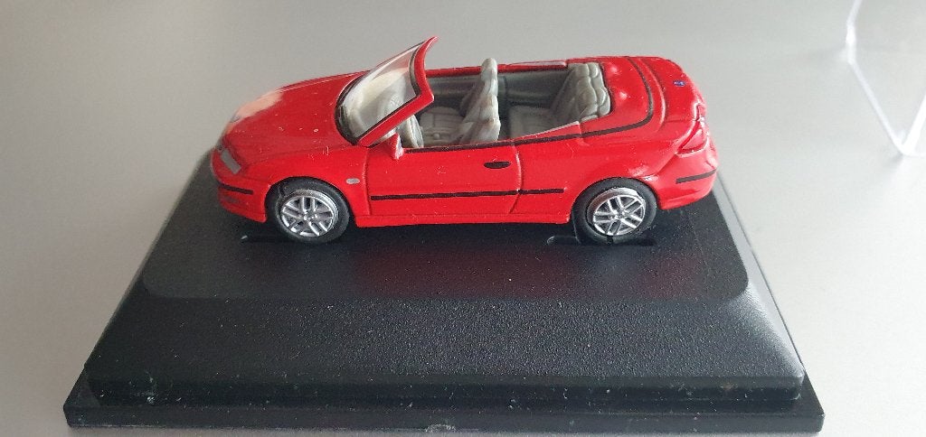 rode saab 9.3 convertible cabrio model auto, Overige merken, Auto, Groter dan 1:32, Ophalen of Verzenden