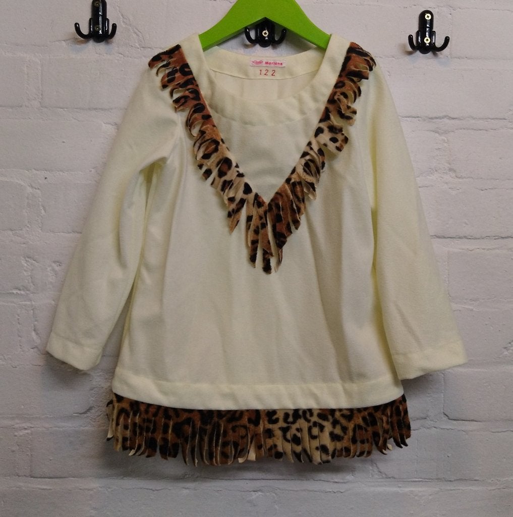 Te koop aangeboden: Indianenblouse met franjes en hoofdtooi , Ophalen of Verzenden, Nieuw, 122 t/m 128, Meisje