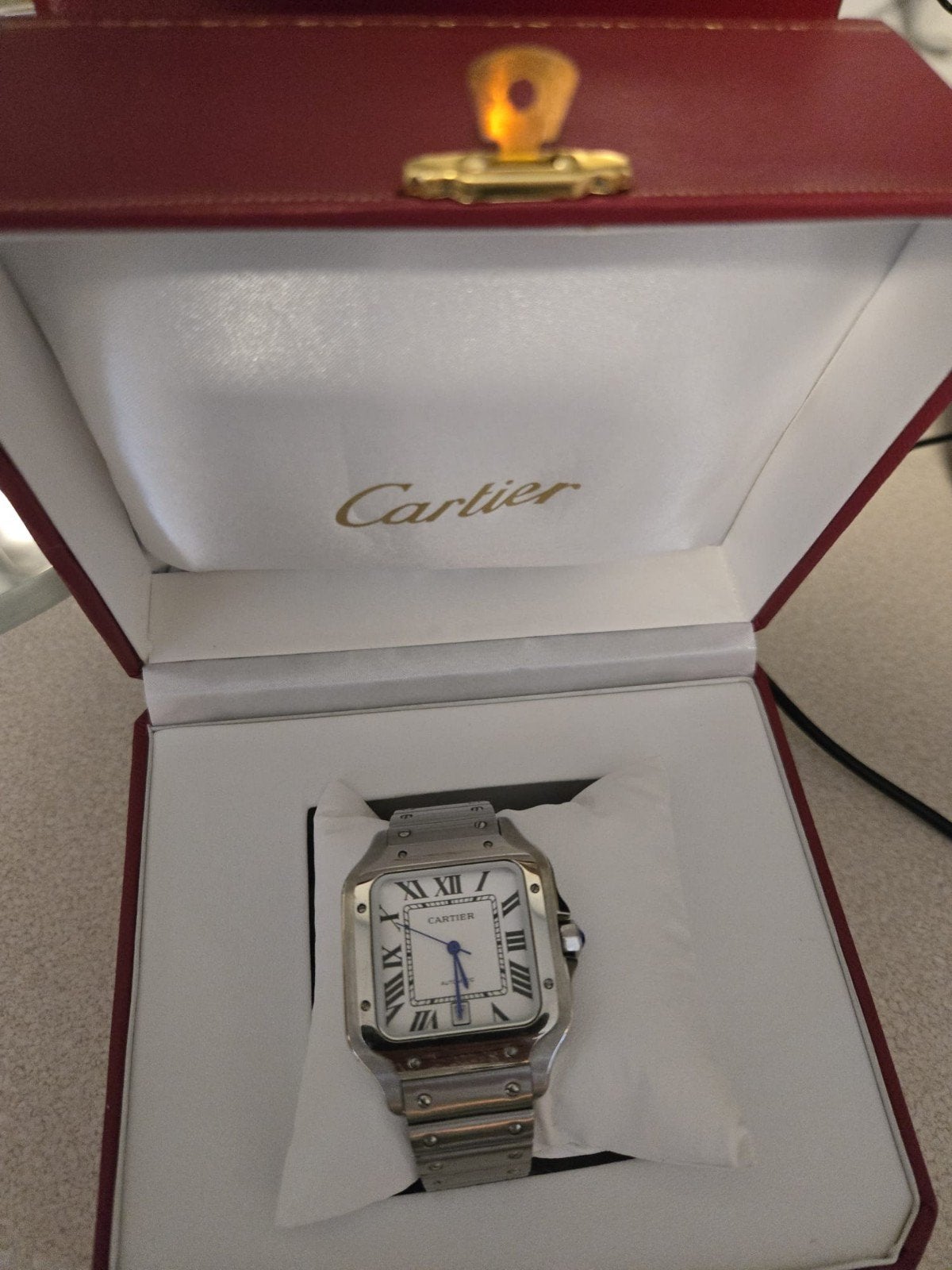 Cartier Santos de Cartier horloge - Zo goed als nieuw, Ophalen, Zo goed als nieuw, Staal, Overige merken