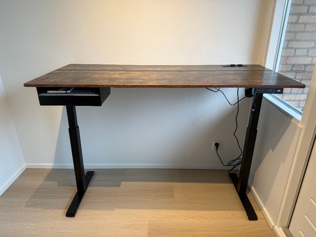 Electric Standing Desk 160x70cm, Huis en Inrichting, Ophalen, Hout, Bruin, Zo goed als nieuw