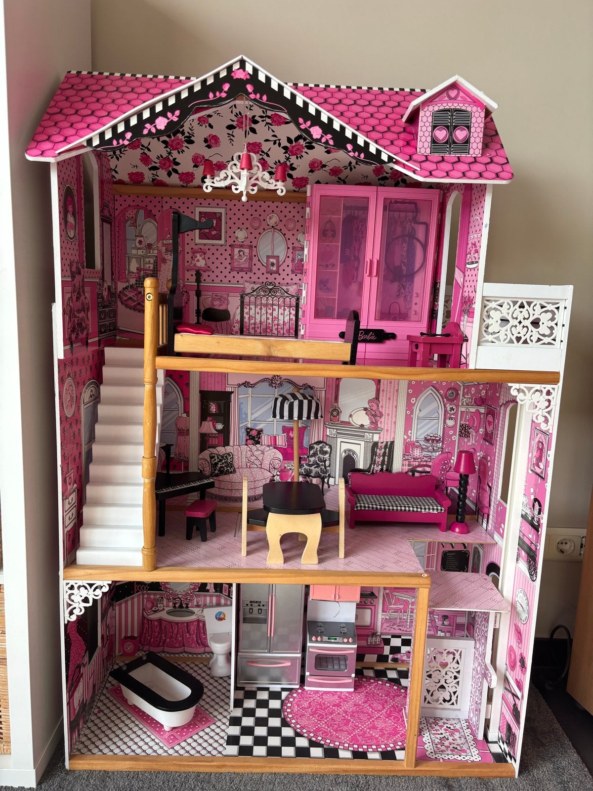 Kidkraft Amelia Poppenhuis met Meubels , auto en poppen, Ophalen, Gebruikt, Poppenhuis