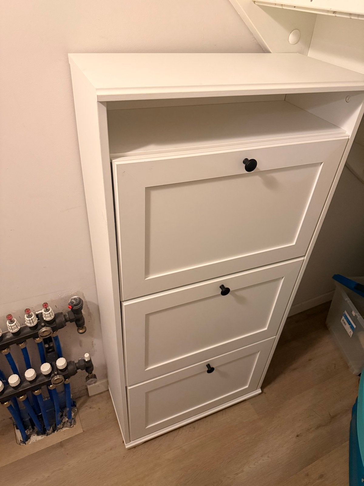 Witte schoenenkast met 3 vakken, Ophalen, Gebruikt