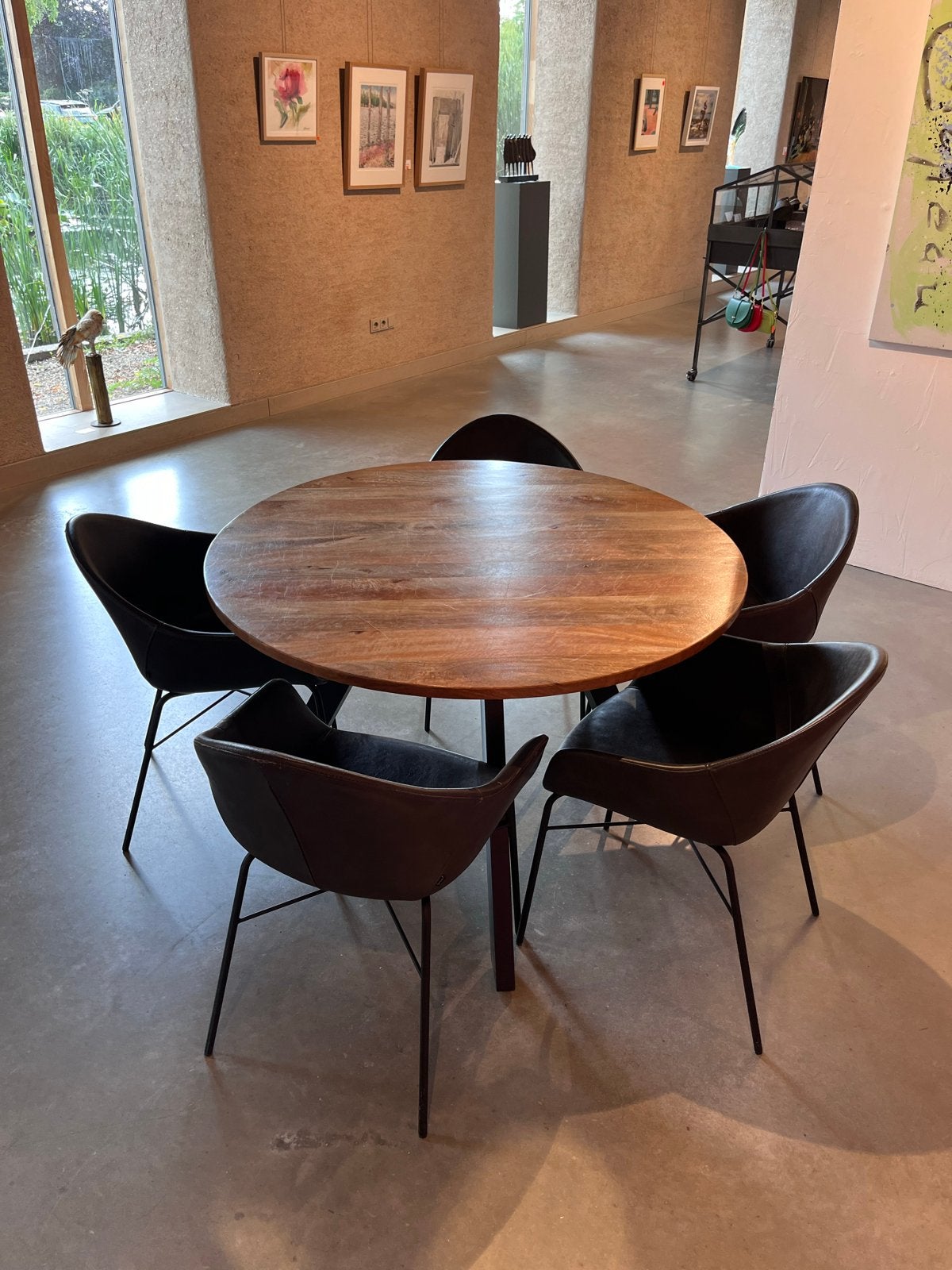 Ronde Eettafel met 5 stoelen - Goossens, Ophalen, Gebruikt, Bruin, Vijf, Zes of meer stoelen