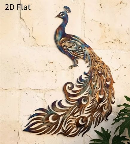 Muurdecoratie Pauw gekleurd metaal, Ophalen of Verzenden, Nieuw