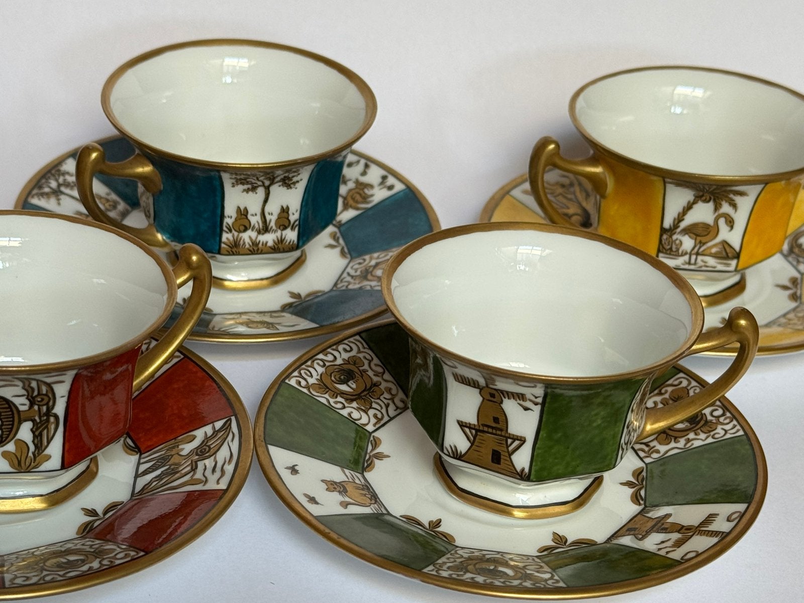 Set van 4 Art Deco Rosenthal Kop en Schotels - H. Zügel, Ophalen of Verzenden