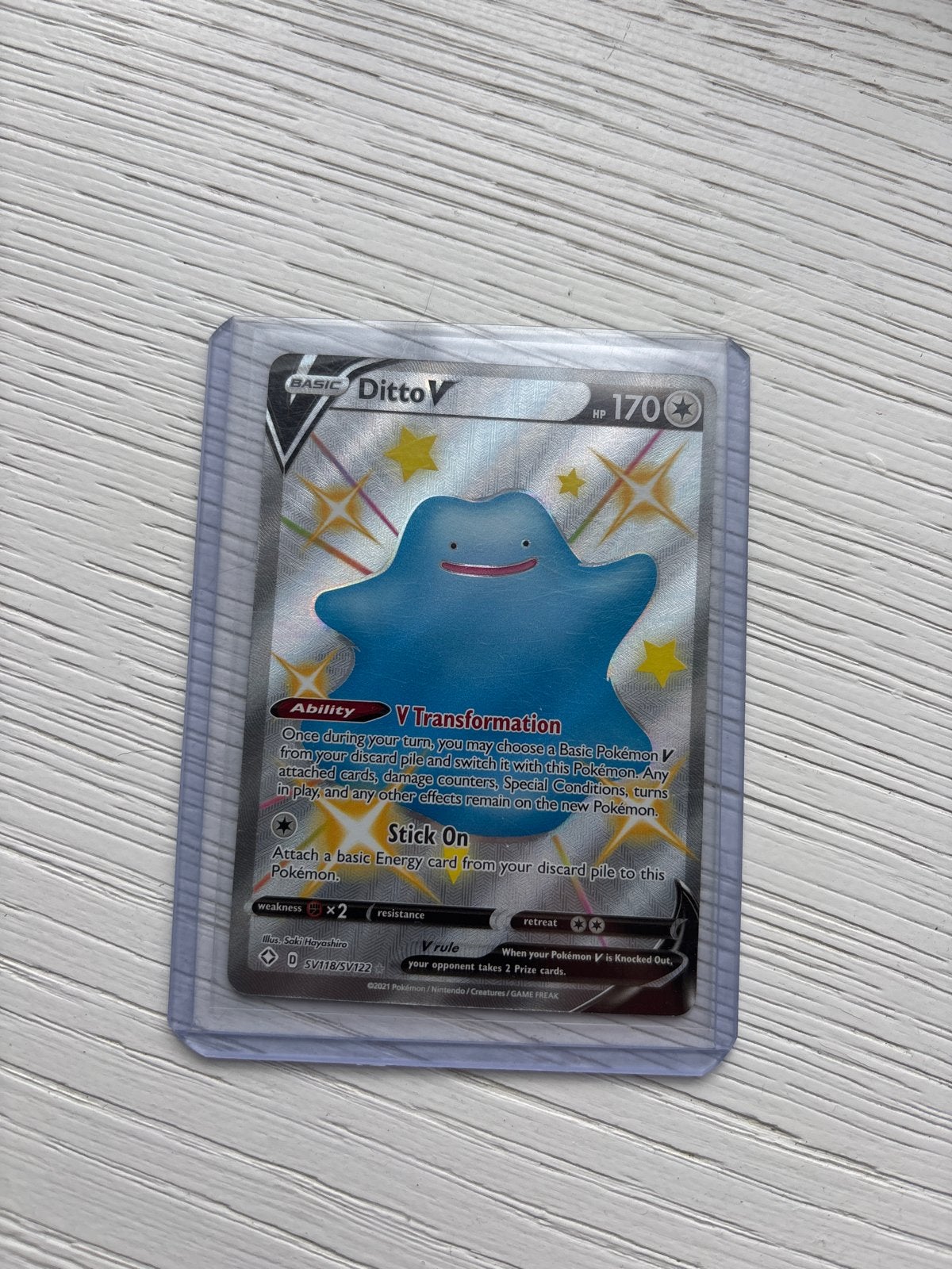 Pokémon TCG: Ditto V (SV118/SV122) Glanzend, Ophalen of Verzenden, Zo goed als nieuw, Losse kaart, Foil
