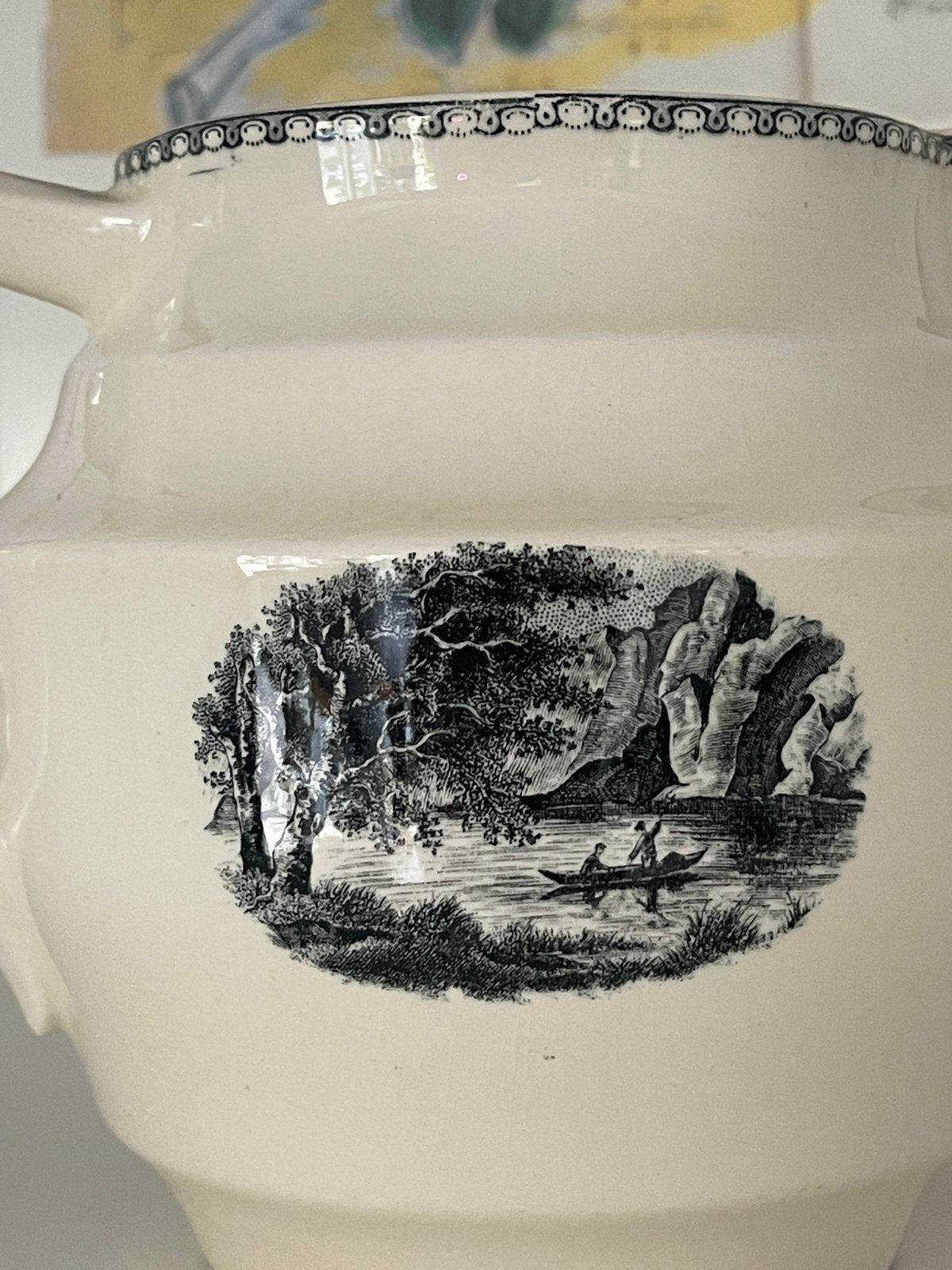 Antieke kan Societe Ceramique Maastricht, decor Schap, Ophalen of Verzenden