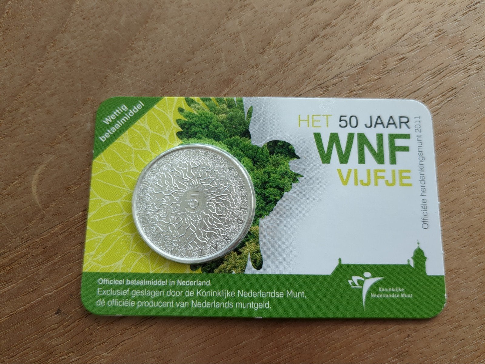 WNF Vijfje 2011 - Zwaar Verzilverde Herdenkingsmunt, Koningin Beatrix, Zilver, Euro's, Ophalen of Verzenden