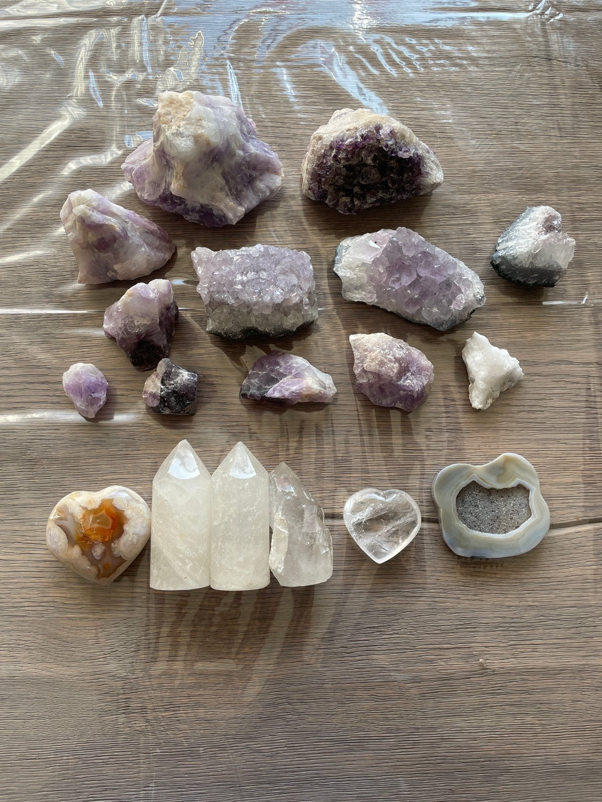Grote lot edelstenen geodes amethist en bergkristal, Verzamelen, Mineralen en Fossielen, Ophalen of Verzenden, Mineraal
