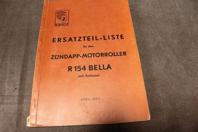Zündapp R154 Bella Roller 1957 ersatzteil liste scooter, Ophalen of Verzenden, Overige merken