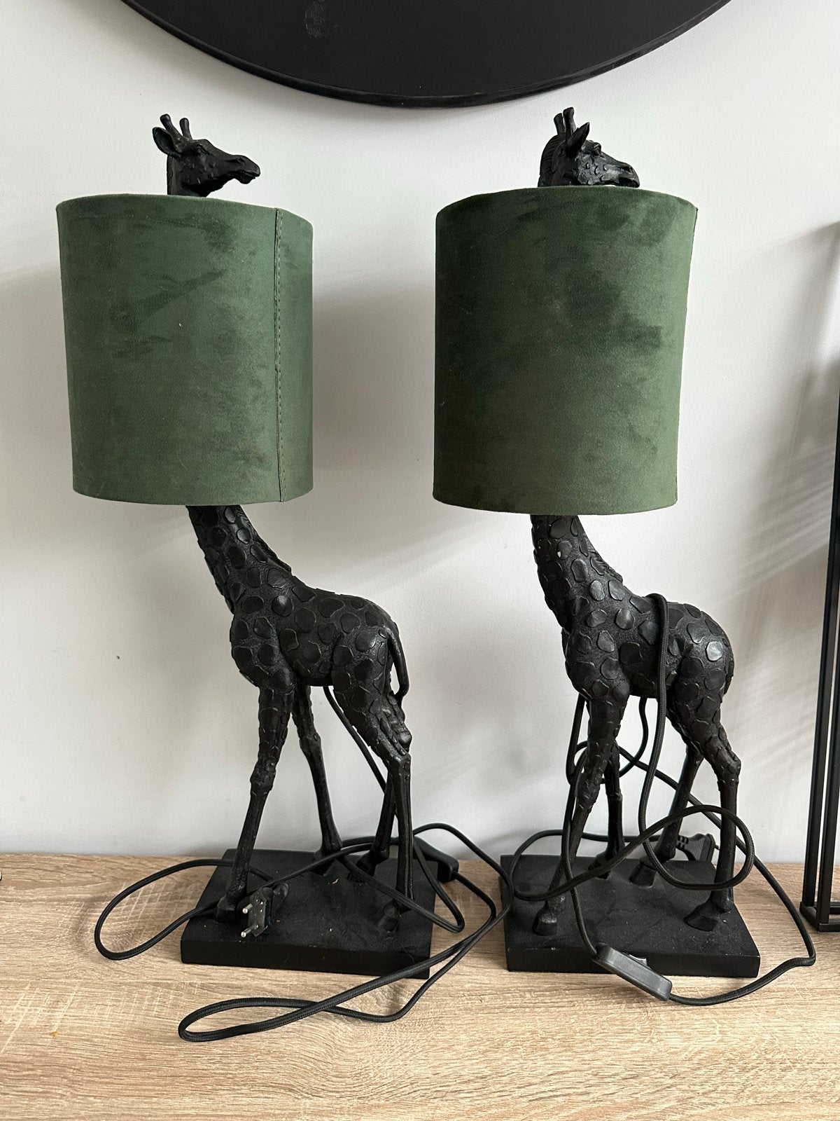 2 Giraffe Tafellampen, Overige merken, Zwart, Textiel, E27 (groot)