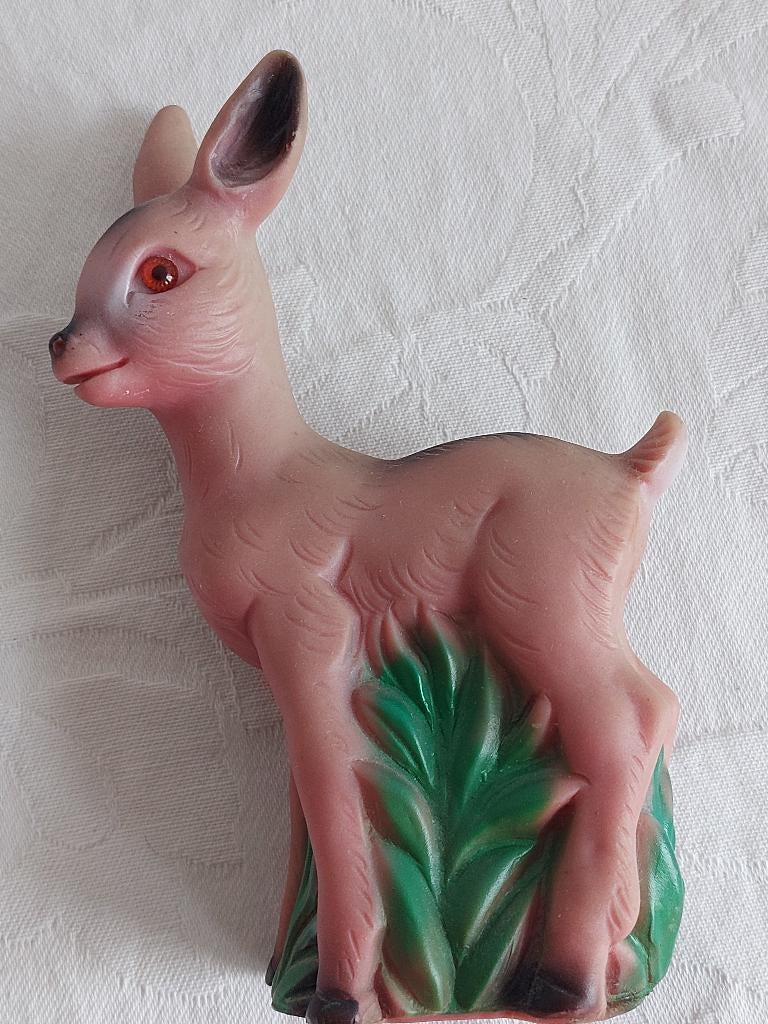 Vintage speelgoed Hertje roze piepbeestje squeaky Bambi, Verzamelen, Beelden en Beeldjes, Zo goed als nieuw, Dier, Ophalen