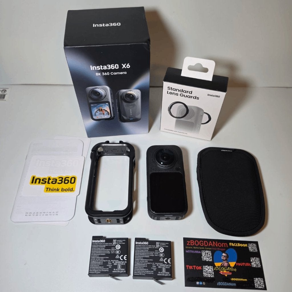 Insta360 X6 with lens guards, protective case, 2 batteries, Audio, Tv en Foto, Zo goed als nieuw