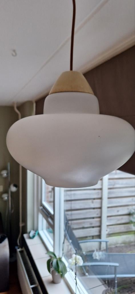 Louis Kalff Philips Hanglamp, Gesatineerd Melkglas 50's, Antiek en Kunst, Ophalen of Verzenden