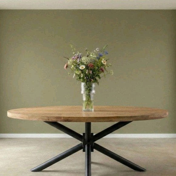 Nieuwe mangohouten ovale eettafel!!, 100 tot 150 cm, Modern, Industrieel, Nieuw, 150 tot 200 cm