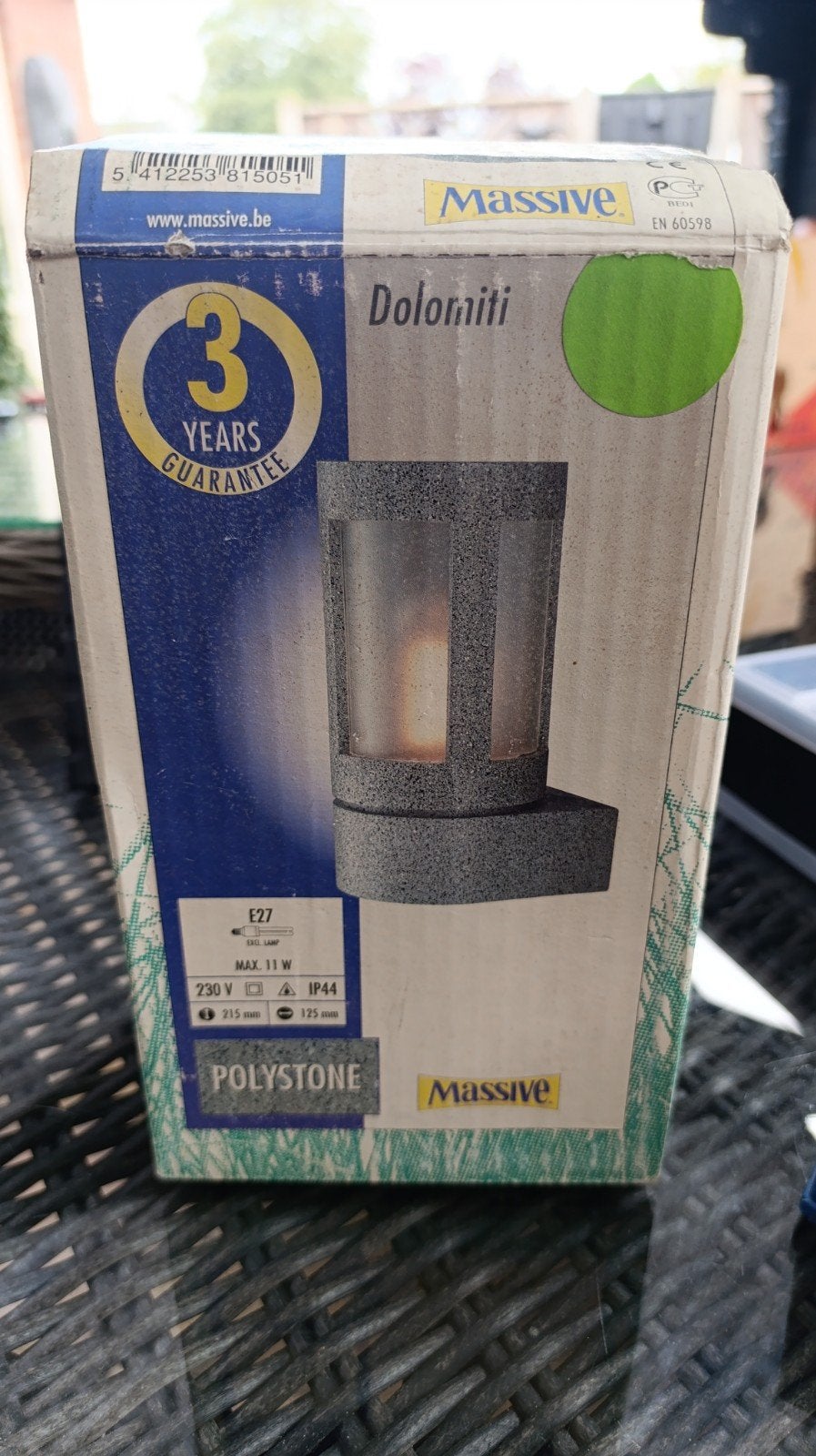 Massive Dolomiti Buitenlamp Polystone IP44 E27, Tuin en Terras, Overige materialen, Minder dan 50 watt, Overige typen, Nieuw