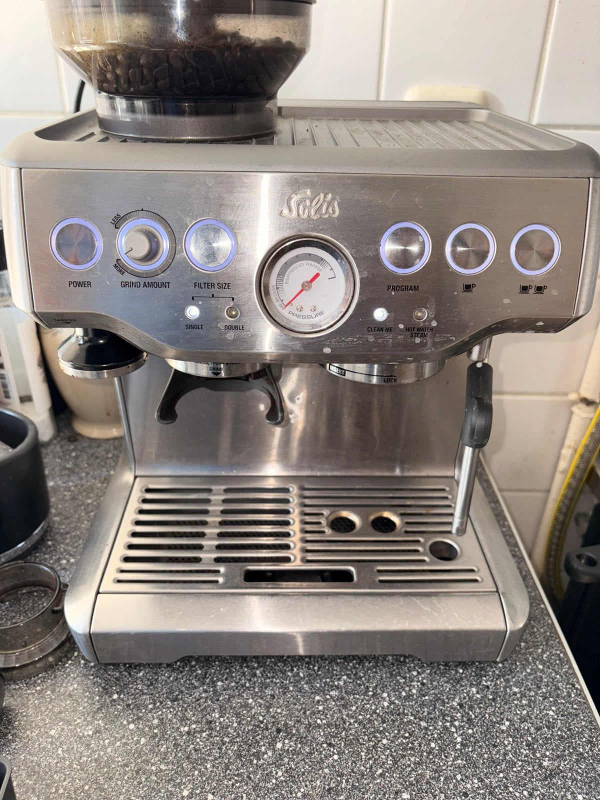 Sage The Barista Express BES875 – Ingebouwde bonenmaler, Witgoed en Apparatuur, Koffiezetapparaten, Ophalen of Verzenden, Zo goed als nieuw