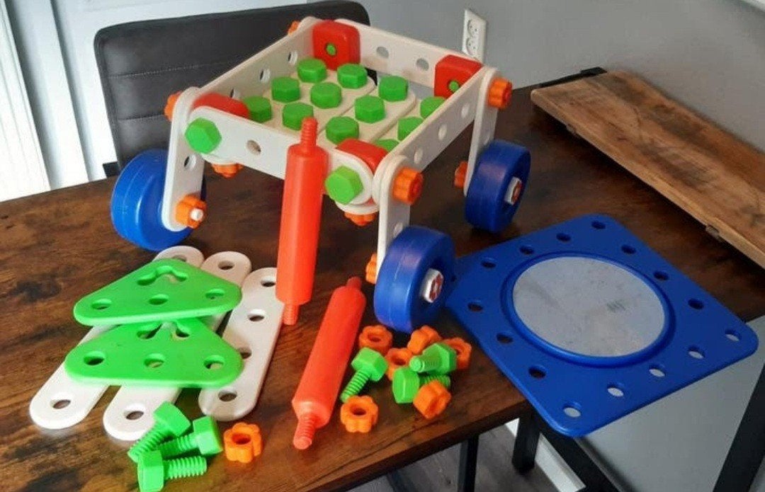 Grote bouwset met wielen en opbergbak, Ophalen of Verzenden, Gebruikt, Overige merken