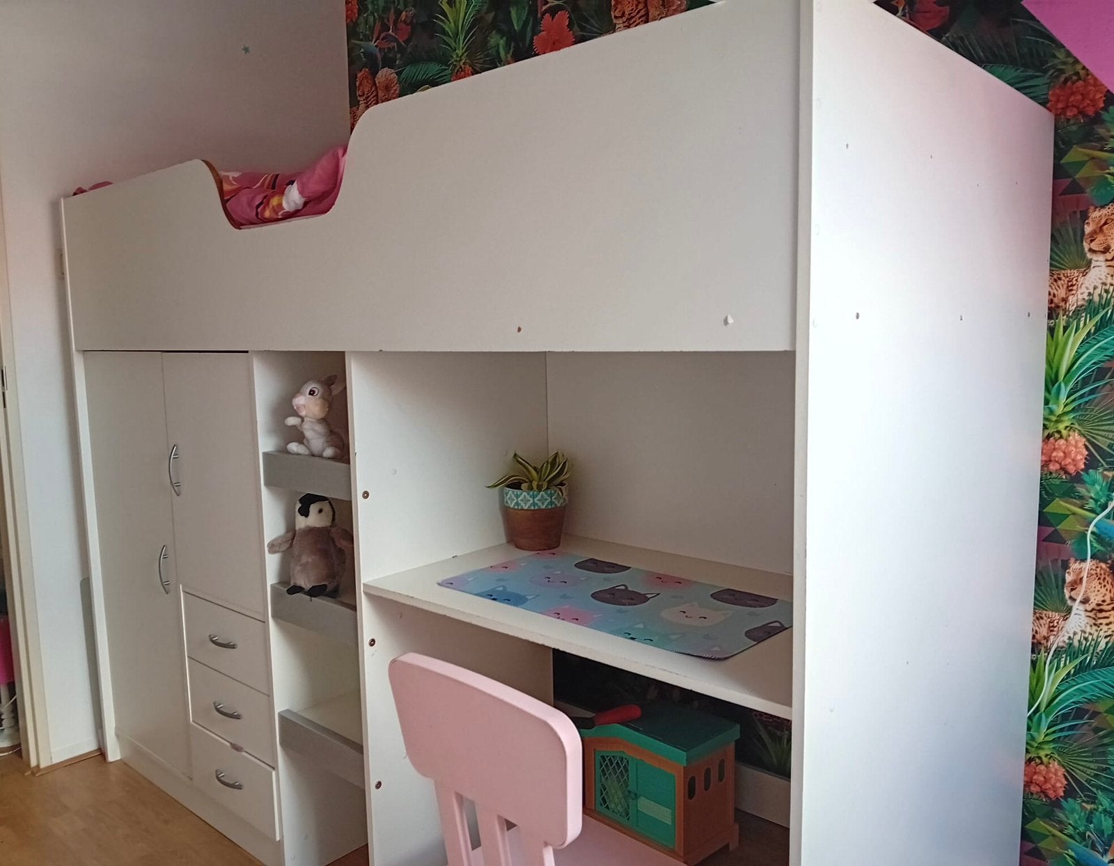 Kinderhoogslaper met ingebouwde kast, bureau, geheime ruimte, Ophalen, Gebruikt, Hoogslaper