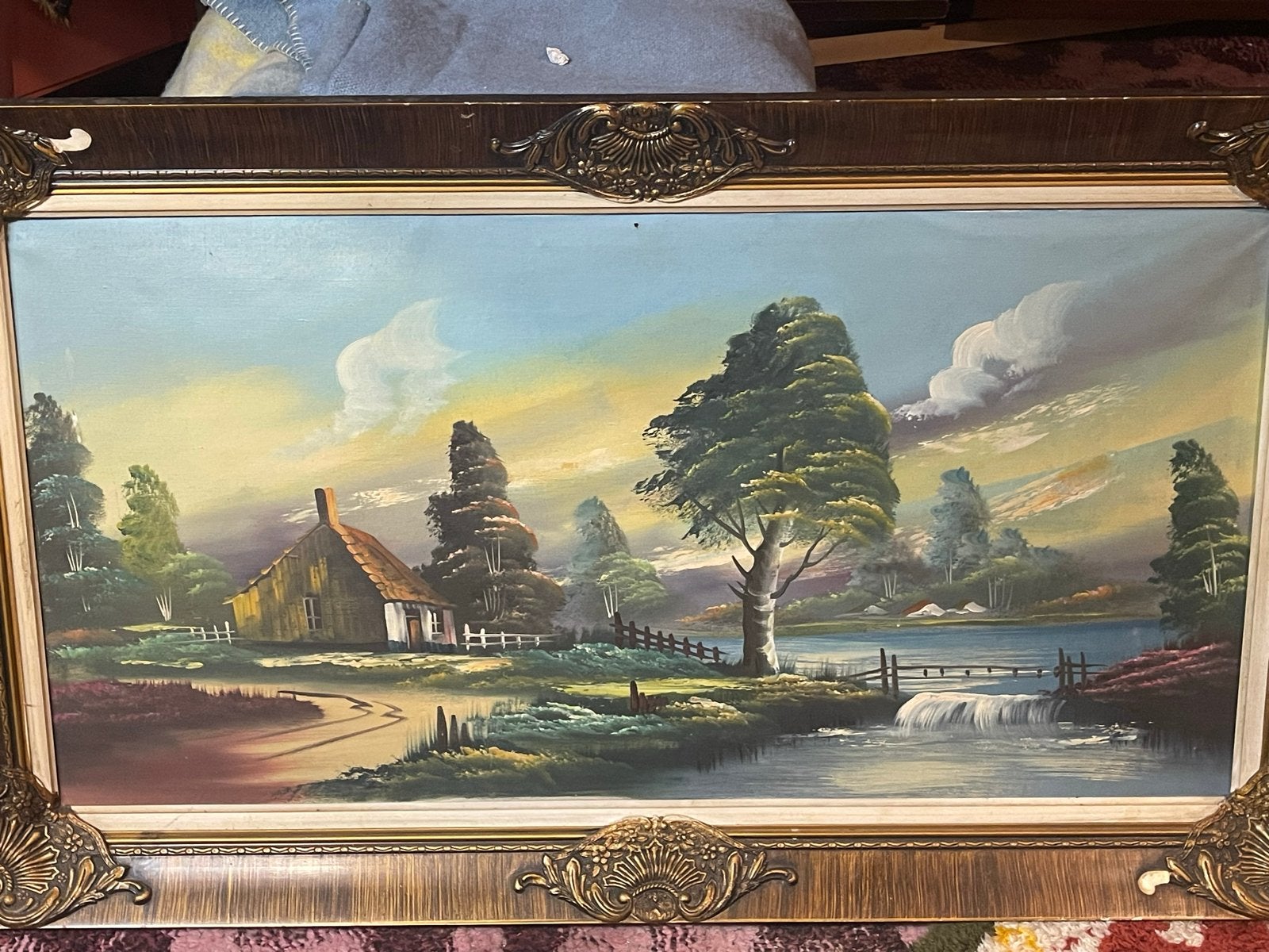 Schilderij met landschap en huisje, Antiek en Kunst, Kunst | Schilderijen | Klassiek, Ophalen, Doek, Realistisch, Landschap