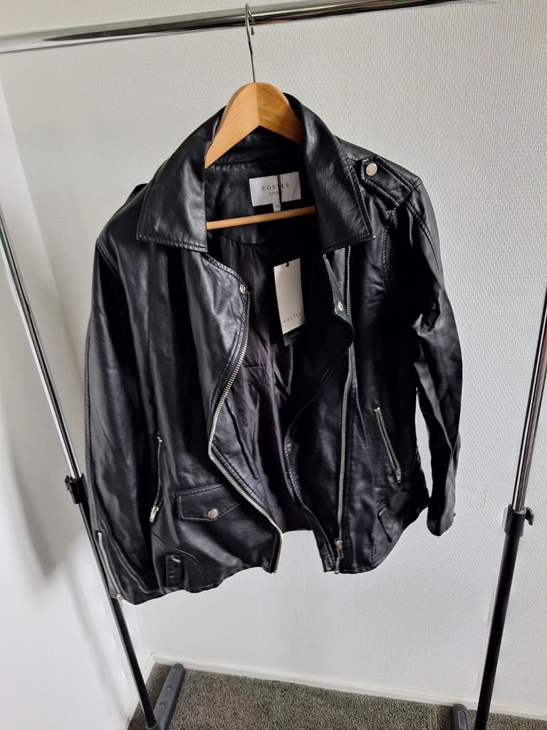 Oversized leren jasje, Zwart, Nieuw, Ophalen of Verzenden, Costes