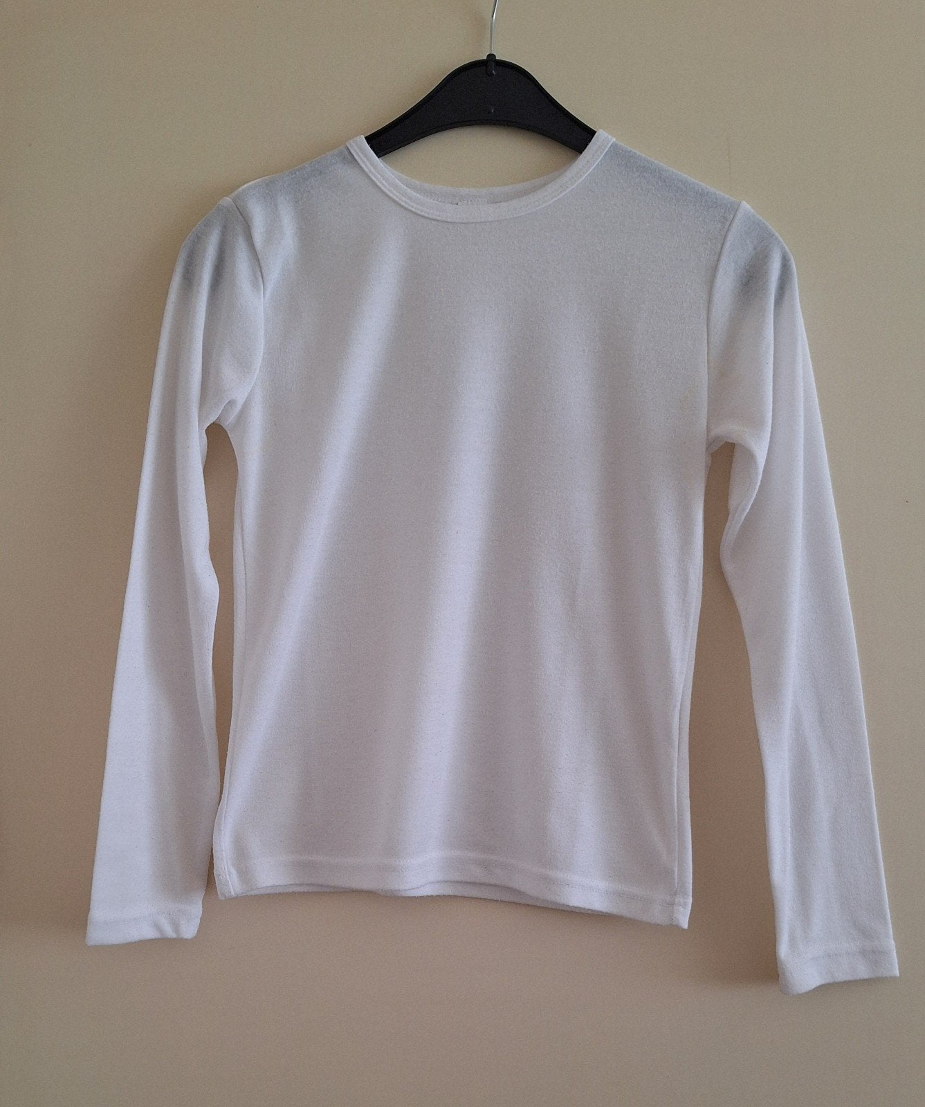 Witte effen thermo longsleeve maat 140-146, Jongen of Meisje, Ophalen of Verzenden, Zo goed als nieuw, Shirt of Longsleeve