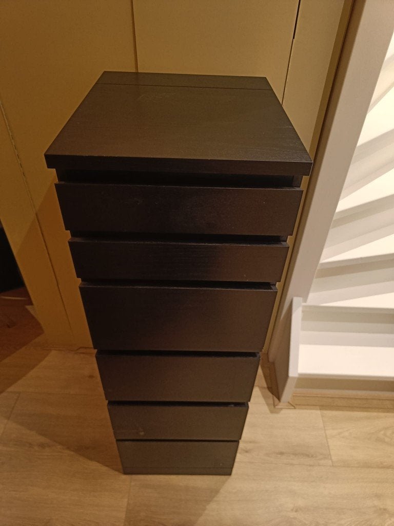 Zwarte Malm Kast, Ophalen, Minder dan 50 cm, Gebruikt, 5 laden of meer