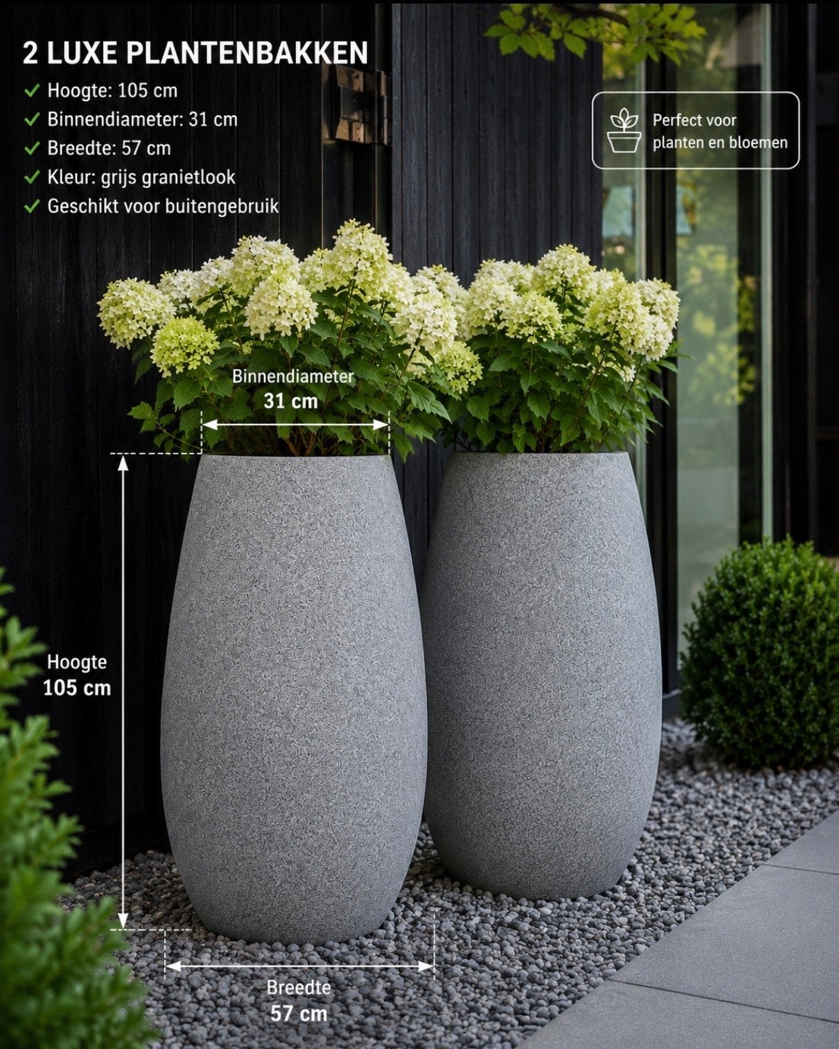 XXL Plantenbak Bloembakken - Set van 2, Tuin en Terras, Ophalen, Overige materialen, Minder dan 60 cm, Nieuw