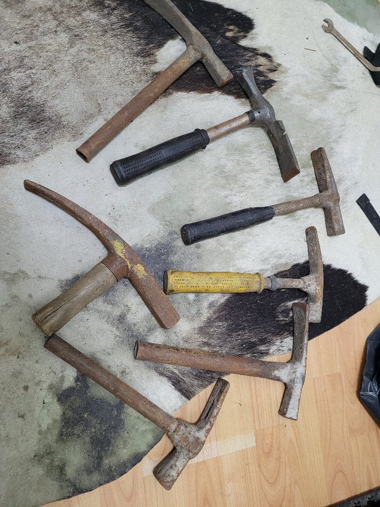 7 stuks oude vintage stratenmakers en bouwvakkers hamers, Antiek en Kunst, Antiek | Gereedschap en Instrumenten, Ophalen of Verzenden