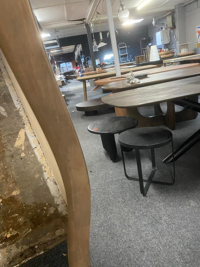 Organische spiegel met mangohout rand 180x70, Huis en Inrichting, Woonaccessoires | Spiegels, Ophalen, Nieuw, Overige vormen, 150 tot 200 cm
